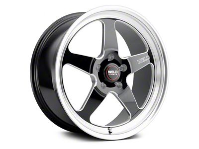 WELD Performance Laguna Drag Gloss Black Milled Wheel; Front Only; 17x5 (10-14 Mustang)