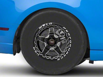 WELD Performance Ventura Beadlock Gloss Black Milled Wheel; Rear Only; 15x10; 50mm Offset (10-14 Mustang)