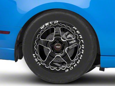 WELD Performance Ventura Beadlock Gloss Black Milled Wheel; Rear Only; 18x10; 50mm Offset (10-14 Mustang)