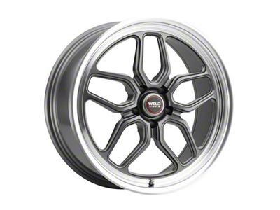 WELD Performance Laguna Matte Gunemtal with Polished Lip Wheel; Rear Only; 20x10.5; 20mm Offset (11-23 RWD Charger, Excluding Widebody)