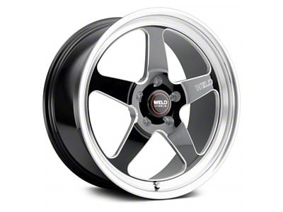 WELD Performance Ventura Drag Gloss Black Milled Wheel; Front Only; 18x5 (11-23 RWD Charger, Excluding Widebody)