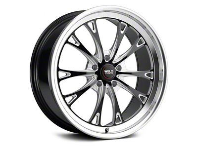 WELD Performance Belmont Drag Gloss Black Milled Wheel; Rear Only; 18x10 (2024 Mustang)