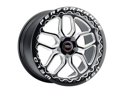 WELD Performance Laguna Beadlock Gloss Black Milled Wheel; Rear Only; 18x10; 50mm Offset (24-25 Mustang)