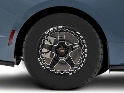 WELD Performance Ventura Beadlock Gloss Black Milled Wheel; Rear Only; 15x10; 50mm Offset (24-25 Mustang)