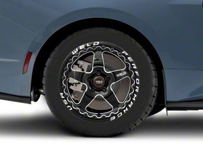 WELD Performance Ventura Beadlock Gloss Black Milled Wheel; Rear Only; 17x10; 49mm Offset (24-25 Mustang)