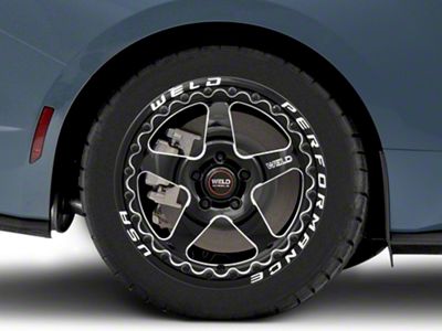 WELD Performance Ventura Beadlock Gloss Black Milled Wheel; Rear Only; 18x10; 50mm Offset (24-25 Mustang)