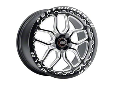 WELD Performance Laguna Beadlock Gloss Black Milled Wheel; Rear Only; 15x10 (79-93 Mustang w/ 5-Lug Conversion)