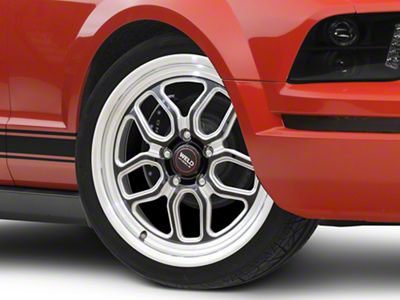 WELD Performance Laguna Drag Gloss Black Milled Wheel; Front Only; 20x5 (79-93 Mustang w/ 5-Lug Conversion)