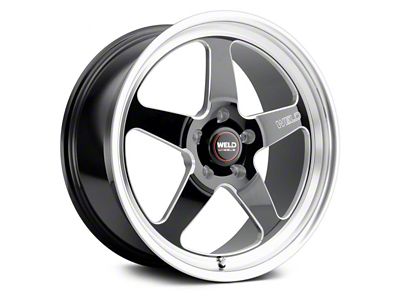 WELD Performance Ventura Drag Gloss Black Milled Wheel; Front Only; 17x5; -21mm Offset (94-98 Mustang)