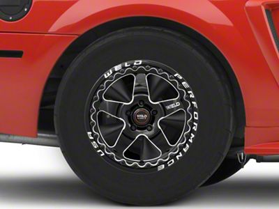 WELD Performance Ventura Beadlock Gloss Black Milled Wheel; Rear Only; 15x10; 25mm Offset (99-04 Mustang)