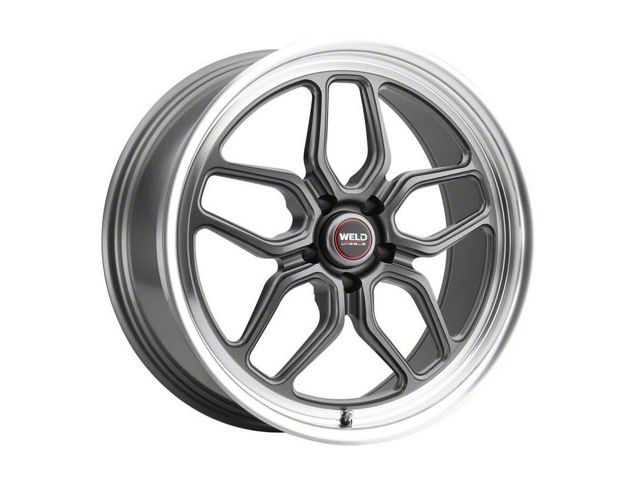 WELD Performance Laguna Matte Gunemtal with Polished Lip Wheel; Rear Only; 20x10.5 (08-23 RWD Challenger, Excluding Widebody)