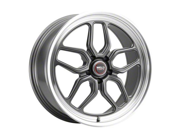 WELD Performance Laguna Matte Gunemtal with Polished Lip Wheel; Rear Only; 22x10.5 (08-23 RWD Challenger, Excluding Widebody)