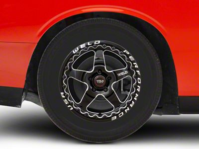 WELD Performance Ventura Beadlock Gloss Black Milled Wheel; Rear Only; 17x10 (18-23 Challenger Widebody)