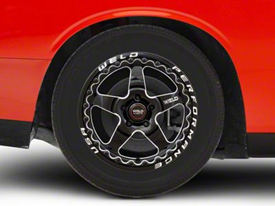 WELD Performance Ventura Beadlock Gloss Black Milled Wheel; Rear Only; 18x10; 30mm Offset (08-23 RWD Challenger, Excluding Widebody)