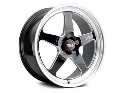 WELD Performance Ventura Drag Gloss Black Milled Wheel; Front Only; 18x5 (08-23 RWD Challenger, Excluding Widebody)