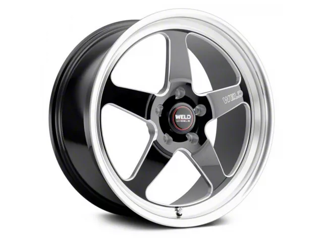 WELD Performance Ventura Drag Gloss Black Milled Wheel; Front Only; 18x8 (08-23 RWD Challenger, Excluding Widebody)