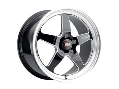 WELD Performance Ventura Drag Gloss Black Milled Wheel; Rear Only; 15x10; 22mm Offset (08-23 RWD Challenger, Excluding Widebody)