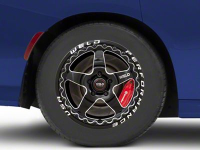 WELD Performance Ventura Beadlock Gloss Black Milled Wheel; Rear Only; 17x10; 0mm Offset (20-23 Charger Widebody)