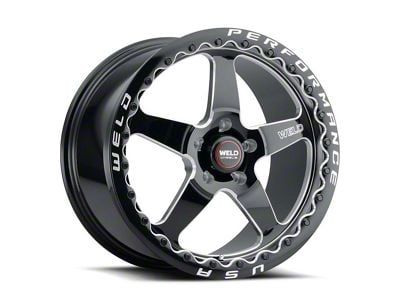 WELD Performance Ventura Beadlock Gloss Black Milled Wheel; Rear Only; 15x10 (11-23 RWD Charger, Excluding Widebody)