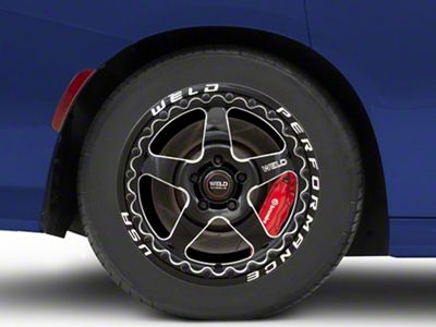 WELD Performance Ventura Beadlock Gloss Black Milled Wheel; Rear Only; 18x10; 30mm Offset (11-23 RWD Charger, Excluding Widebody)