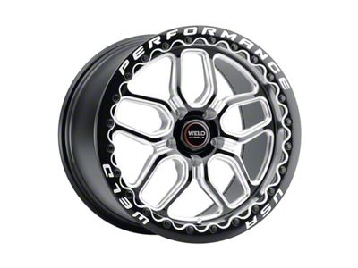 WELD Performance Laguna Beadlock Gloss Black Milled Wheel; Rear Only; 15x10 (15-23 Mustang GT, EcoBoost, V6)