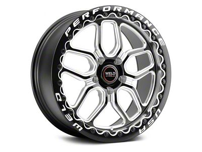 WELD Performance Laguna Beadlock Gloss Black Milled Wheel; Rear Only; 15x10 (15-23 Mustang GT, EcoBoost, V6)