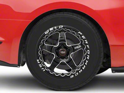WELD Performance Ventura Beadlock Gloss Black Milled Wheel; Rear Only; 17x10; 49mm Offset (15-23 Mustang GT, EcoBoost, V6)