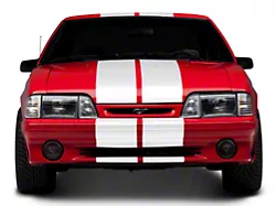 SEC10 GT500 Style Stripes; White; 10-Inch (79-93 Mustang)