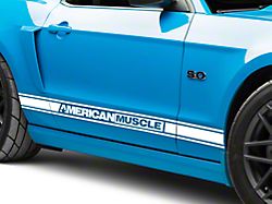 SEC10 Rocker Stripes with AmericanMuscle Logo; White (05-14 Mustang)