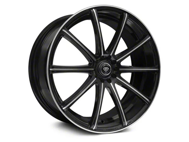 White Diamond W3195 Gloss Black Machined Wheel; 22x9 (08-23 RWD Challenger, Excluding Widebody)