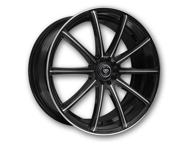 White Diamond W3195 Gloss Black Machined Wheel; 22x9 (08-23 RWD Challenger, Excluding Widebody)