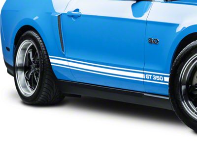 SEC10 Rocker Stripes with GT350 Logo; White (05-14 Mustang)