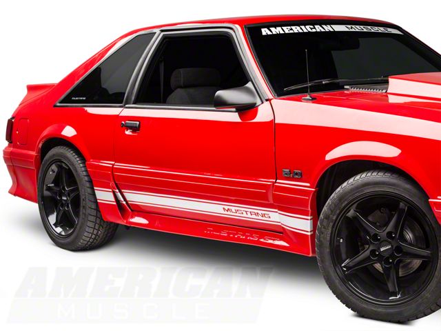 Rocker Stripes with Mustang Lettering; White (79-93 Mustang)