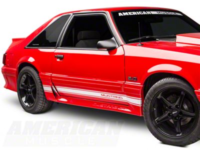 Rocker Stripes with Mustang Lettering; White (79-93 Mustang)