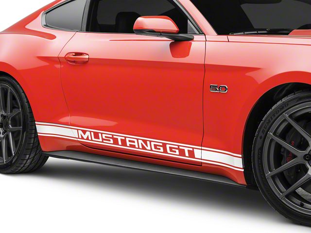 Rocker Stripes with Mustang GT Lettering; White (15-23 Mustang)