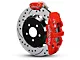 Wilwood AERO4 MC4 Rear Big Brake Kit with Drilled and Slotted Rotors; Red Calipers (15-23 Mustang)