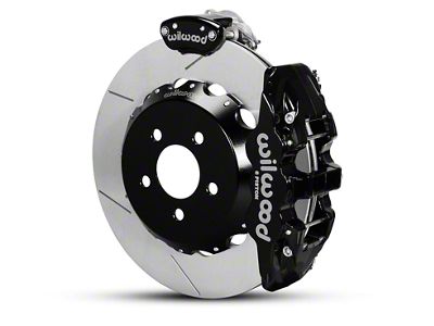 Wilwood AERO4 MC4 Rear Big Brake Kit with Slotted Rotors; Black Calipers (15-23 Mustang)