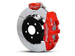 Wilwood AERO4 MC4 Rear Big Brake Kit with Slotted Rotors; Red Calipers (15-23 Mustang)