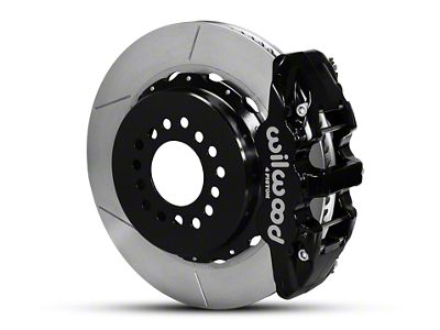 Wilwood AERO4 Rear Big Brake Kit with Slotted Rotors; Black Calipers (05-14 Mustang)