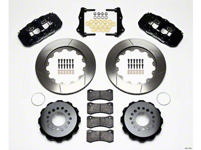 Wilwood AERO4 Rear Big Brake Kit with Slotted Rotors; Black Calipers (09-11 Challenger R/T, SE)