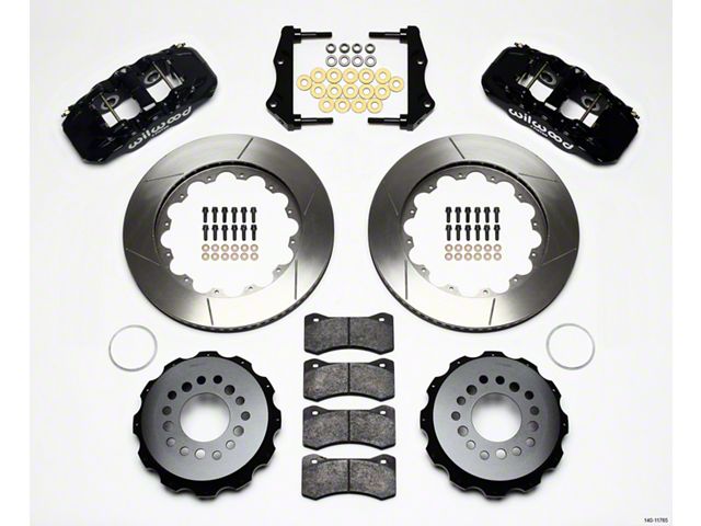 Wilwood AERO4 Rear Big Brake Kit with Slotted Rotors; Black Calipers (09-11 Challenger R/T, SE)