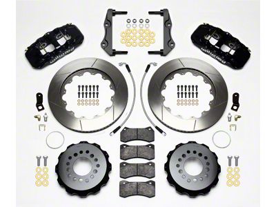 Wilwood AERO4 Rear Big Brake Kit with Slotted Rotors; Black Calipers (12-15 Challenger R/T, Rallye Redline, SXT)