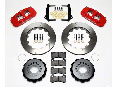 Wilwood AERO4 Rear Big Brake Kit with Slotted Rotors; Red Calipers (09-11 Challenger R/T, SE)