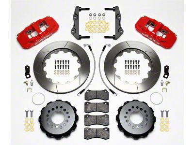 Wilwood AERO4 Rear Big Brake Kit with Slotted Rotors; Red Calipers (12-15 Challenger R/T, Rallye Redline, SXT)