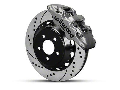 Wilwood AERO6 Front Big Brake Kit with 14-Inch Drilled and Slotted Rotors; Nickel Plated Calipers (15-23 Mustang)
