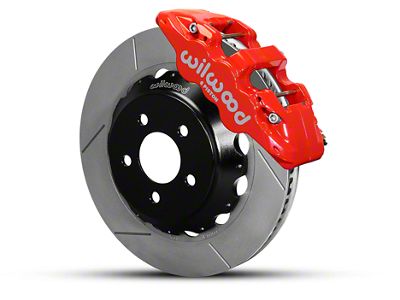 Wilwood AERO6 Front Big Brake Kit with 14-Inch Slotted Rotors; Red Calipers (15-23 Mustang)