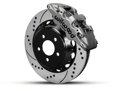 Wilwood AERO6 Front Big Brake Kit with 15-Inch Drilled and Slotted Rotors; Nickel Plated Calipers (15-23 Mustang)
