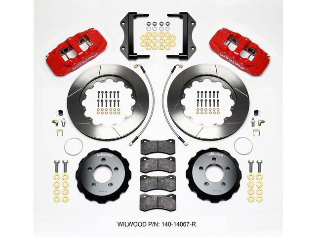 Wilwood AERO6 Front Big Brake Kit with Slotted Rotors; Red Calipers (12-15 Challenger R/T, Rallye Redline, SXT)