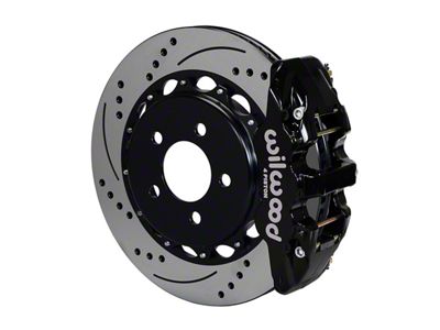 Wilwood AERO4 Rear Big Brake Kit with 14.25-Inch Drilled and Slotted Rotors; Black Calipers (10-19 Camaro)