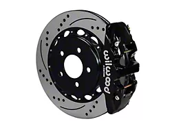 Wilwood AERO4 Rear Big Brake Kit with 14.25-Inch Drilled and Slotted Rotors; Black Calipers (10-19 Camaro)